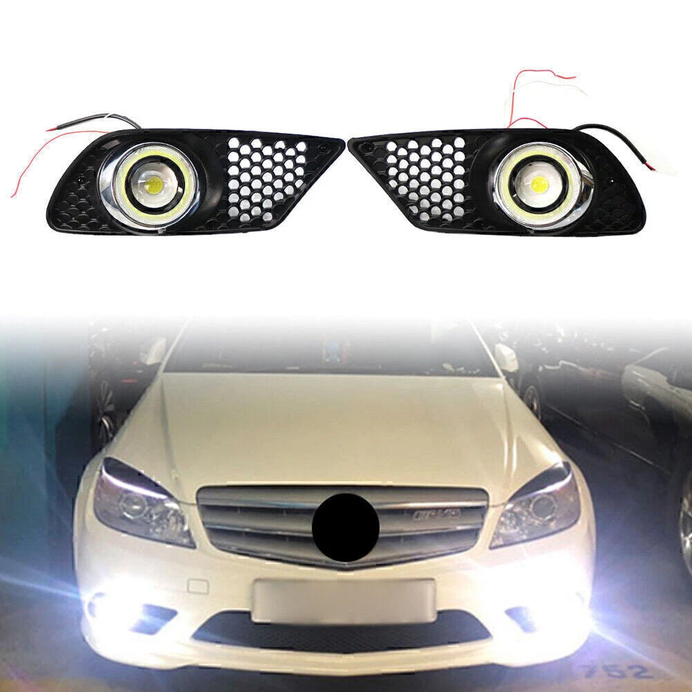 Pair Front Bumper Fog Light Grills for Mercedes C-Class W204 (2008–2010)