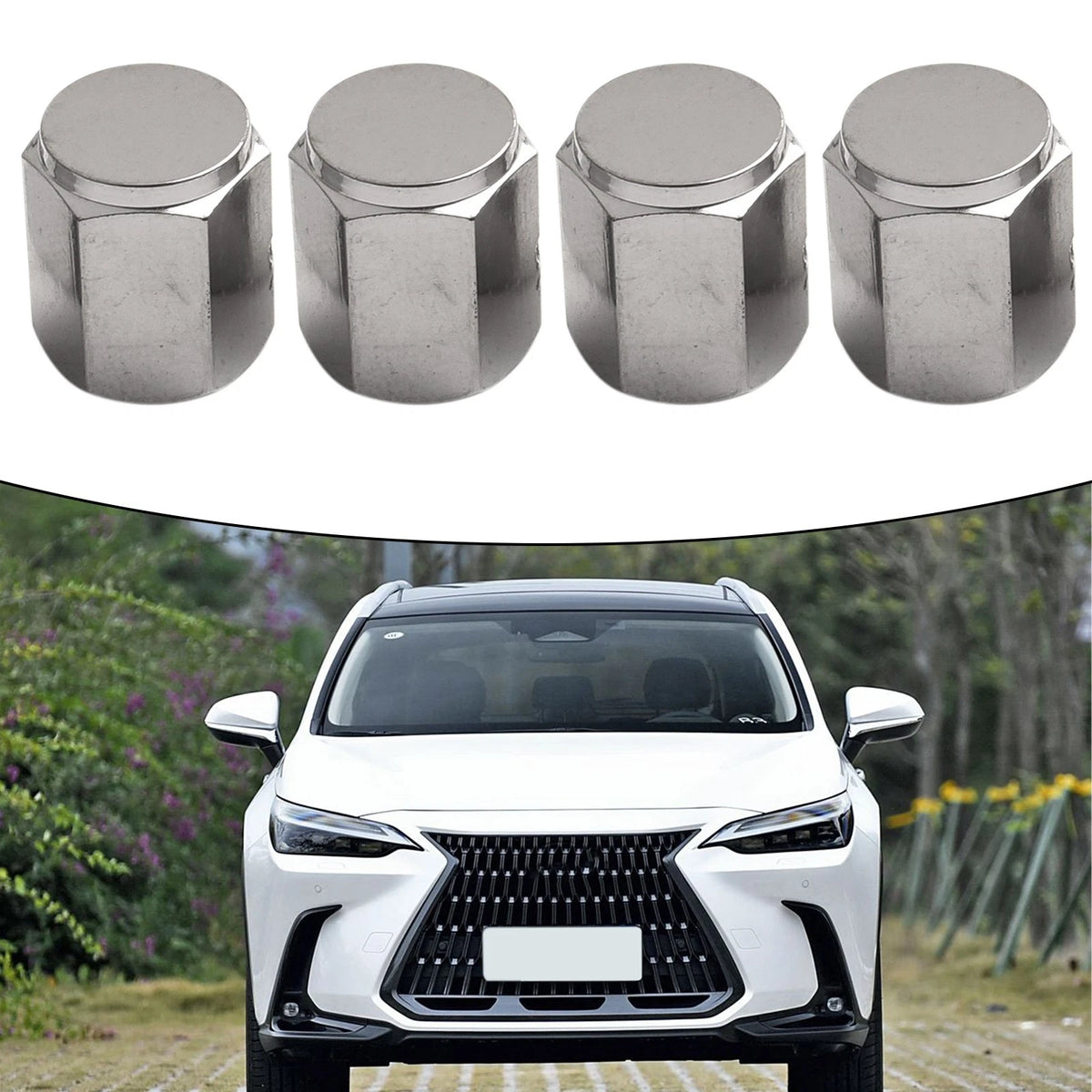 Silver Tire Valve Cap Set for Lexus Vehicles CT200h and More