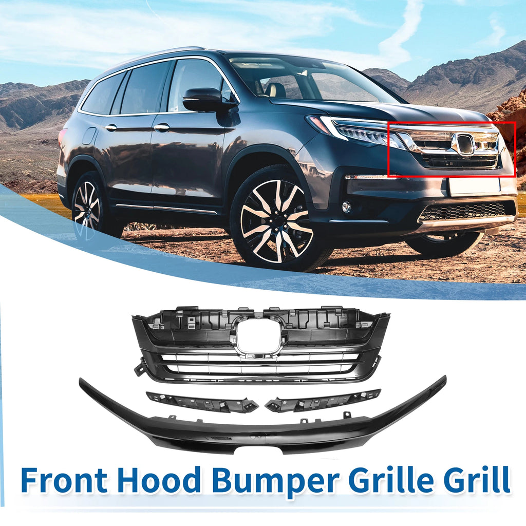 Front Bumper Grille for Honda Pilot (2019–2020) Black