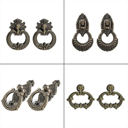 Set of 10 Vintage Drop Ring Handles for Cabinets and Drawers