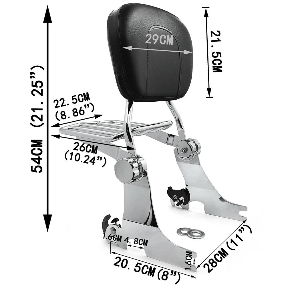 Adjustable Sissy Bar for Harley Sportster (2004–Present) Chrome
