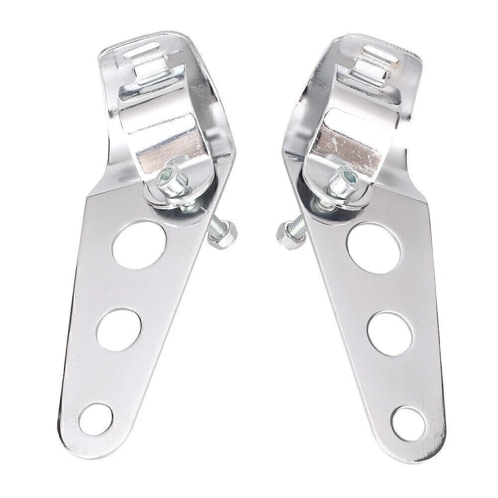 2X Fork Mount Headlight Casing Brackets for Cafe Racer Bobber Chopper