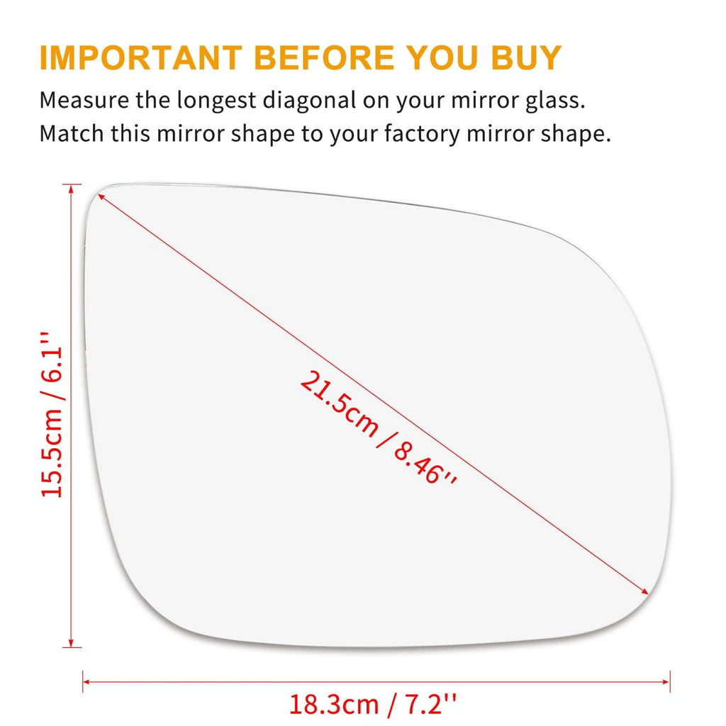 Wing Mirror Glass Heated with Backing Plate Right Side for Audi Q5 (2010–2024)