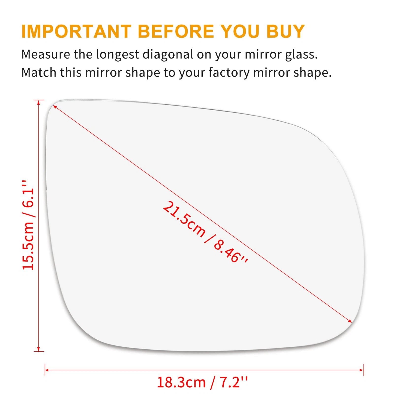 Wing Mirror Glass Heated with Backing Plate Right Side for Audi Q5 (2010–2024)