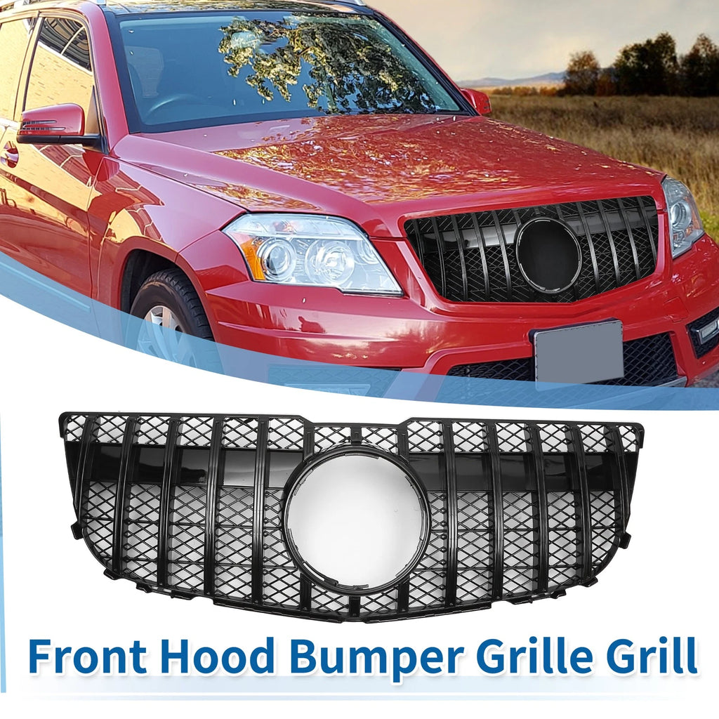 Front Upper Bumper Grille Grill for Mercedes-Benz GLK300 (2013–2015) Gloss Black