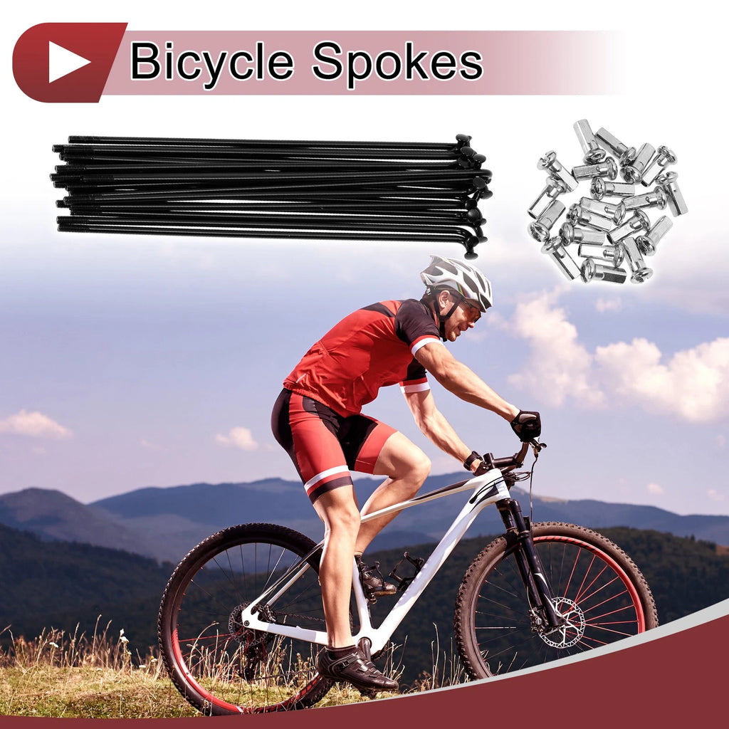 Bicycle Spokes Replacement 125mm Carbon Steel Black for 20 Set Wheel