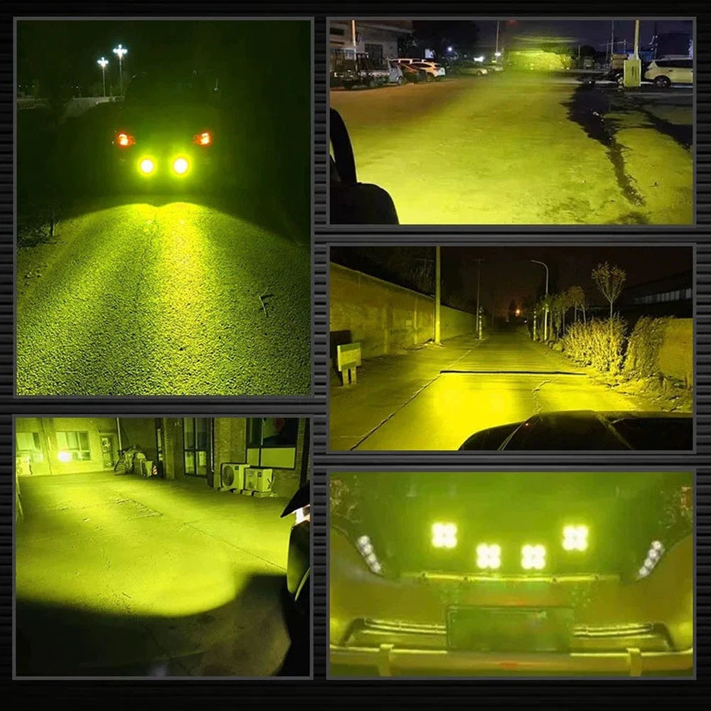 2X Yellow 3-Inch LED Cube Pods Work Light for SUV