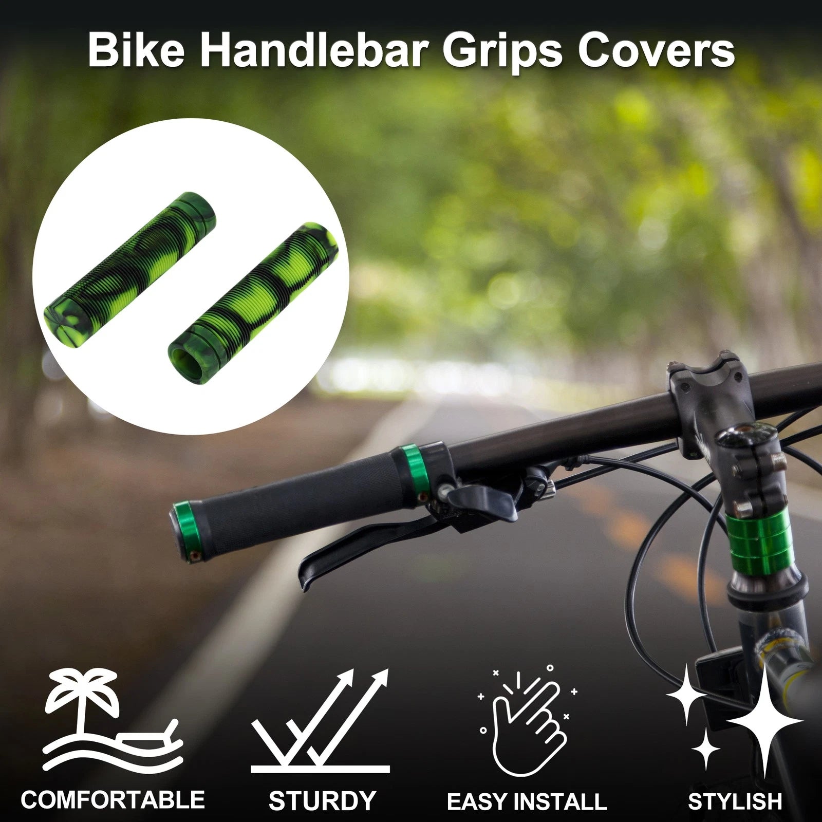 Bike Handlebar Grip Covers 125mm Soft End Protector Pair for MTB 1 Pair (—)