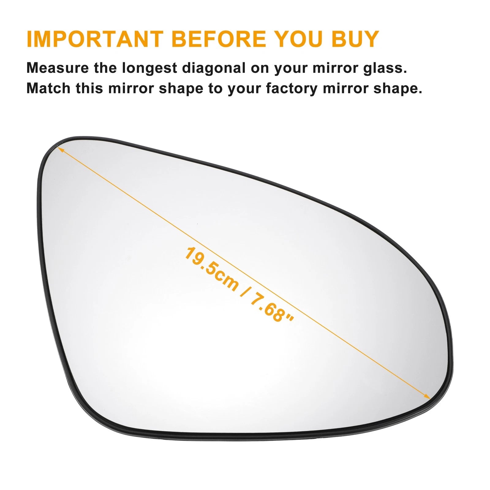 Right Side Mirror Glass with Back Heated for Toyota C-HR (2016–2023)