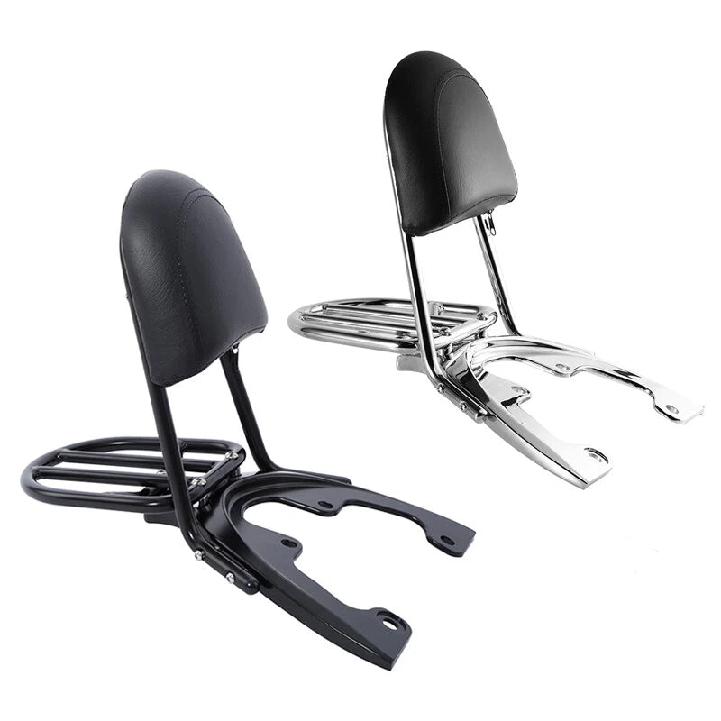 Chrome/Black Sissy Bar Backrest Baseplate for Harley V-Rod Night Rod (2007–2011)