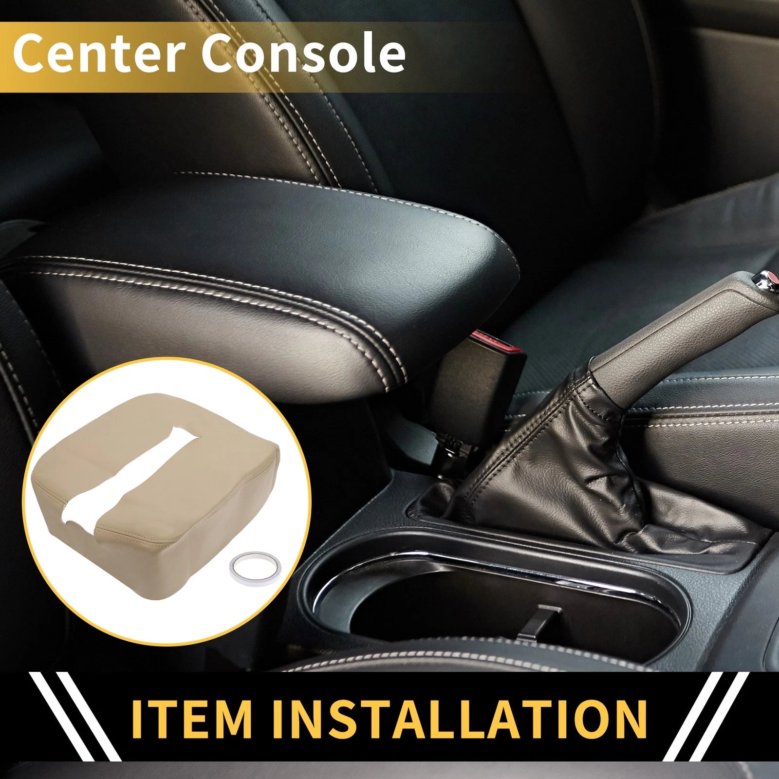 Center Console Cover Replacement for Chevrolet Silverado Microfiber Beige (2014–2018)