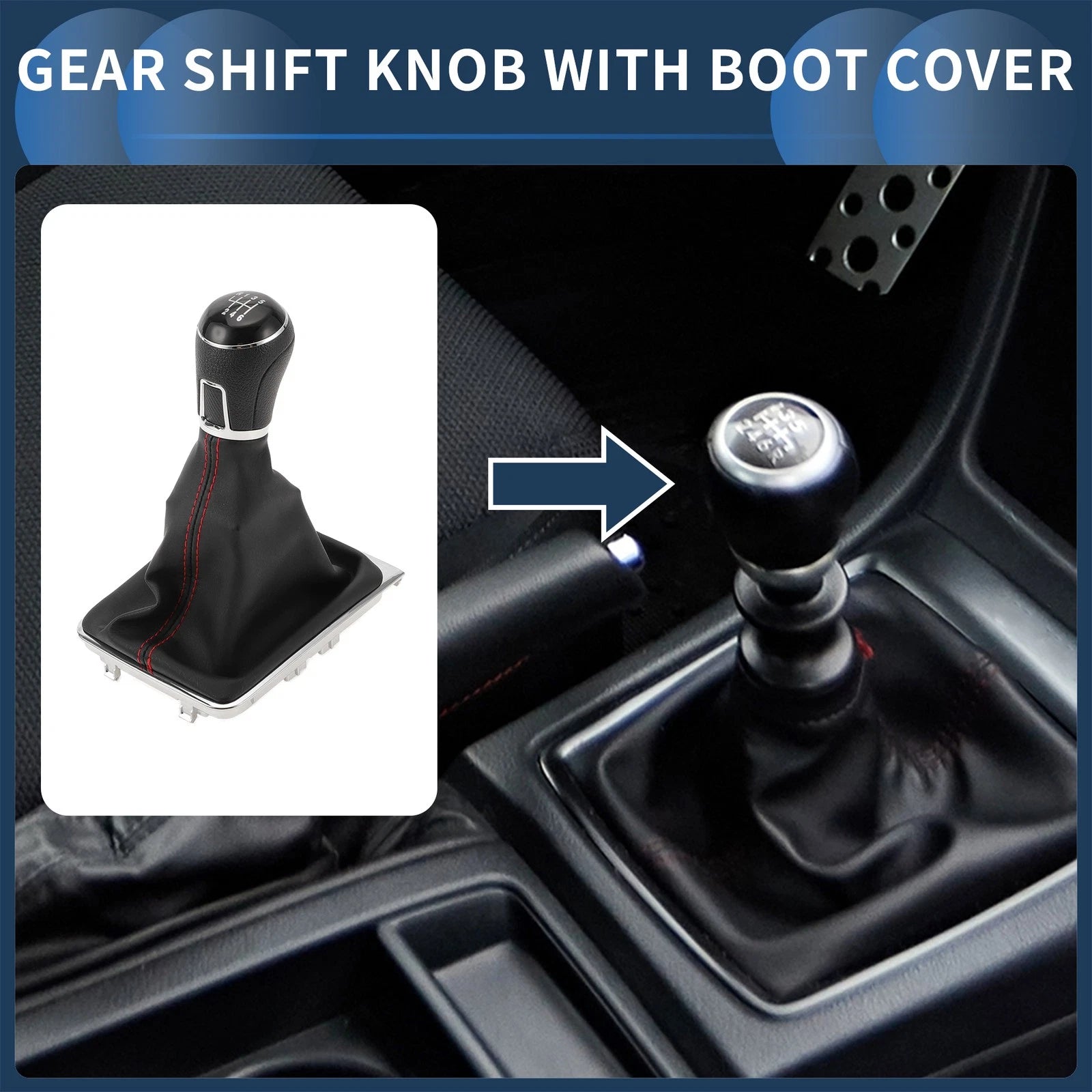 6 Speed Gear Shift Knob Replacement with Cover for VW Passat (2013–2021)