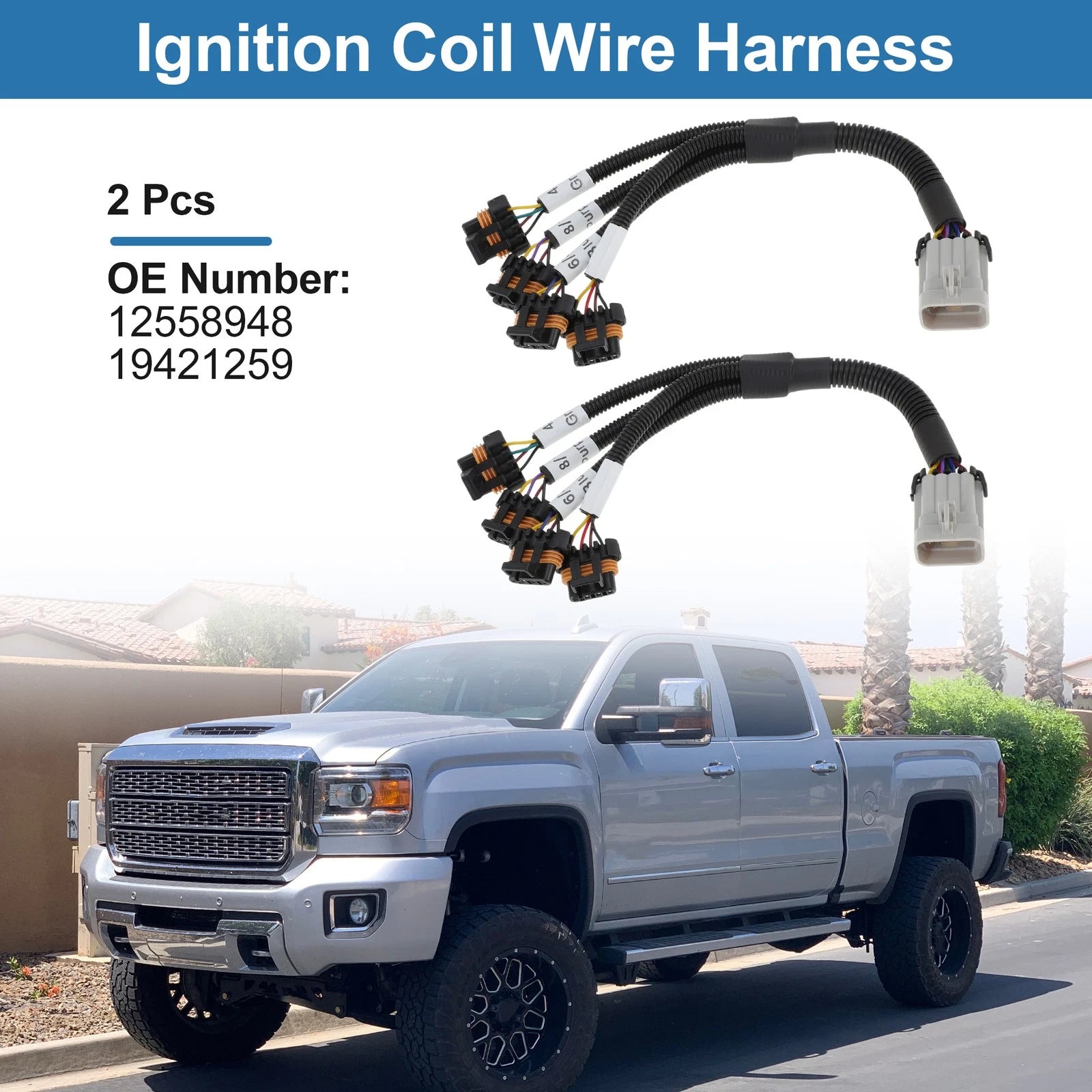 2PCS Ignition Coil Wire Harness Replacement for Chevy Corvette 5.7L (1997–2004)