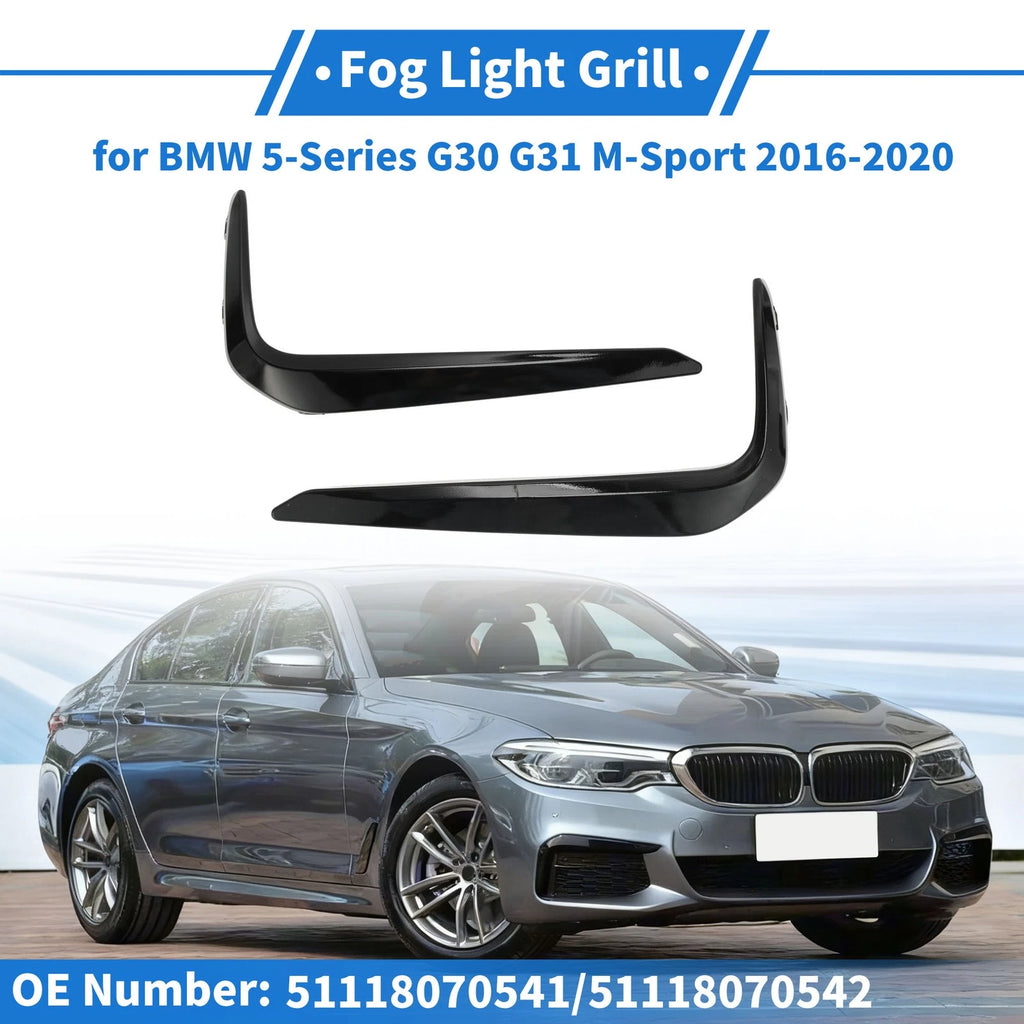 Front Left Right Bumper Fog Light Cover Replacement for BMW 5-Series (2017–2022)