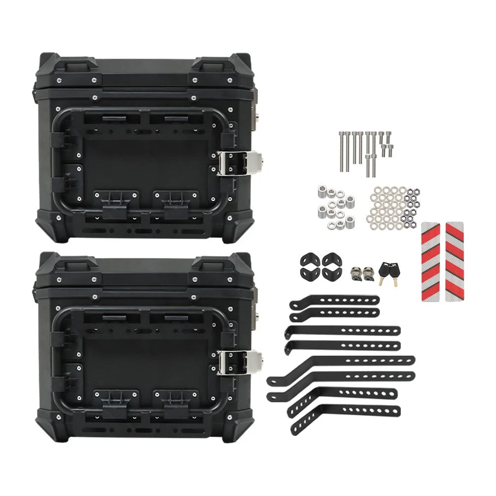 2X Side Case Hard Saddlebag Box Trunk for Motorcycle (with Support Racks)