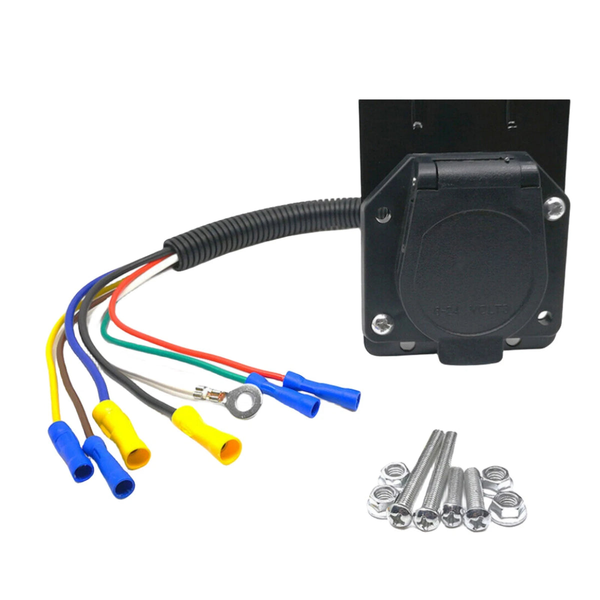 7-Pin 7-Way RV-Style Trailer Connector Socket with Wiring Harness Adapter