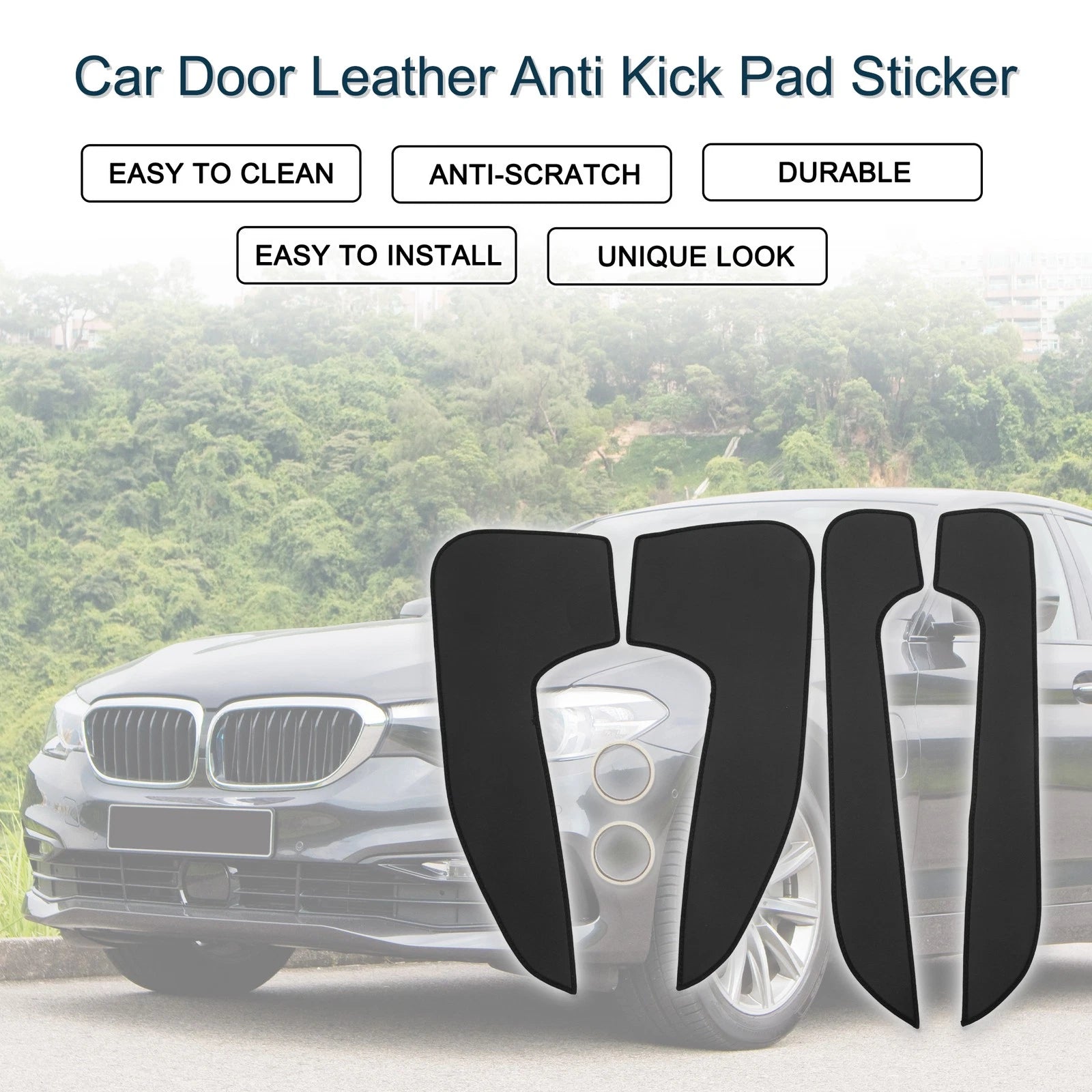Car Door Anti Kick Pad Leather Protector for BMW 5 Series (2007–2009)