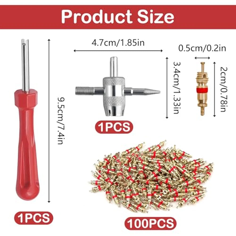 102PCS Valve Core Removal Kit for Universal Use (Includes 4-in-1 Tool)