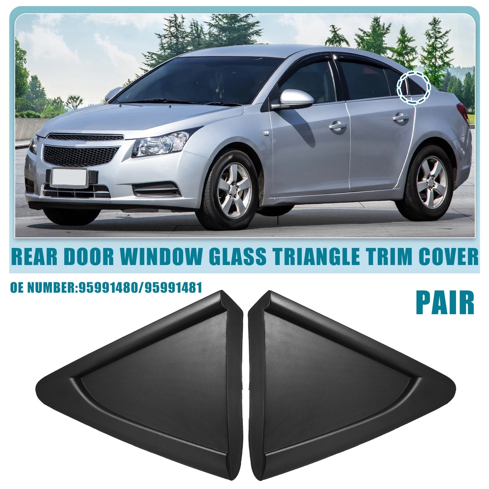 Rear Door Window Glass Triangle Trim Cover Pair for Chevrolet (2005–2015)