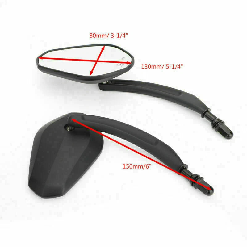Black Classic Long Stem Motorcycle Mirrors for Cruiser Dyna (T9)