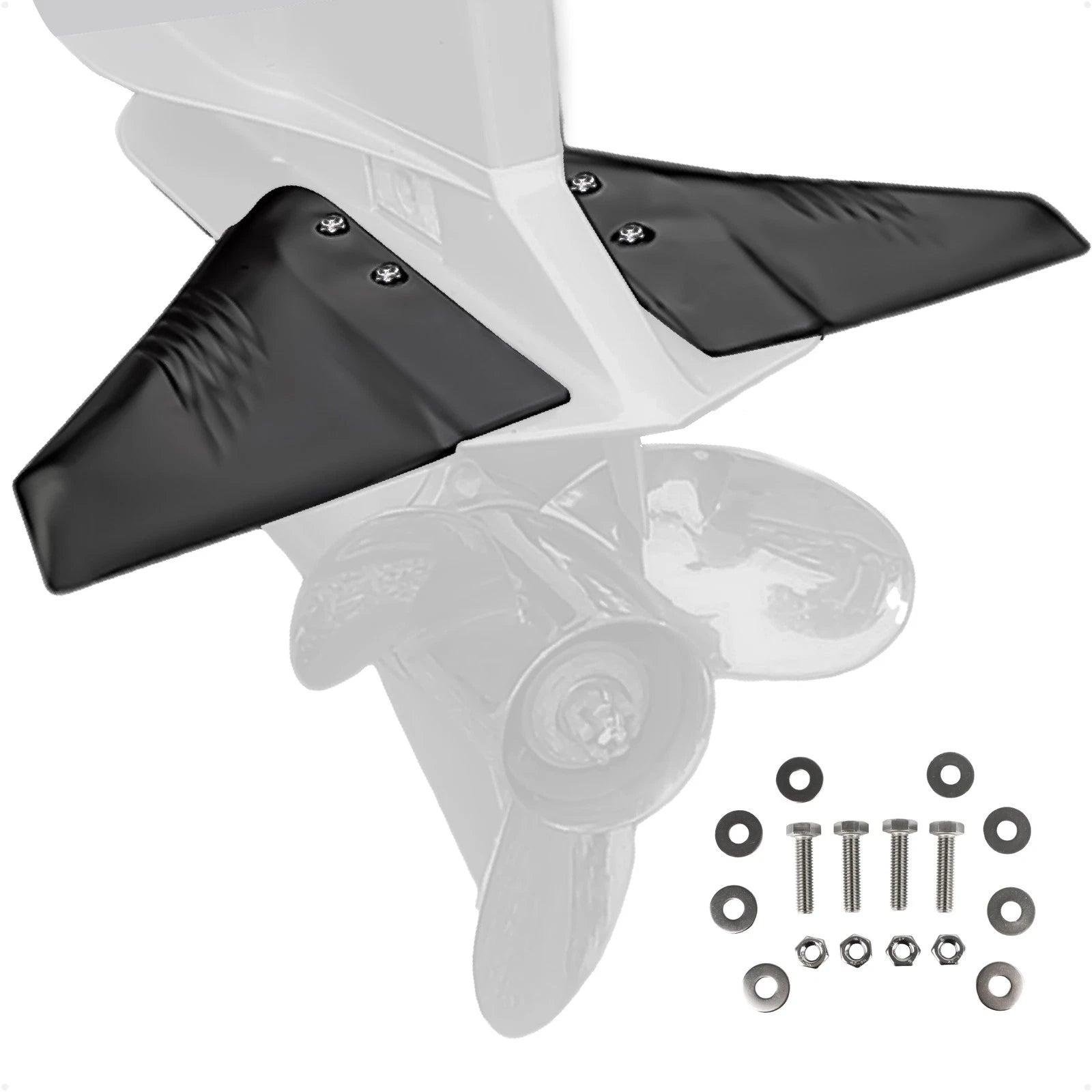 Hydrofoil Stabilizer for Outboard Motor Up to 200HP (Black)