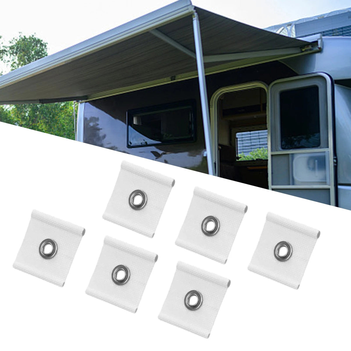 Set of 6 RV Awning Clips for Light Attachment on Piping Rails