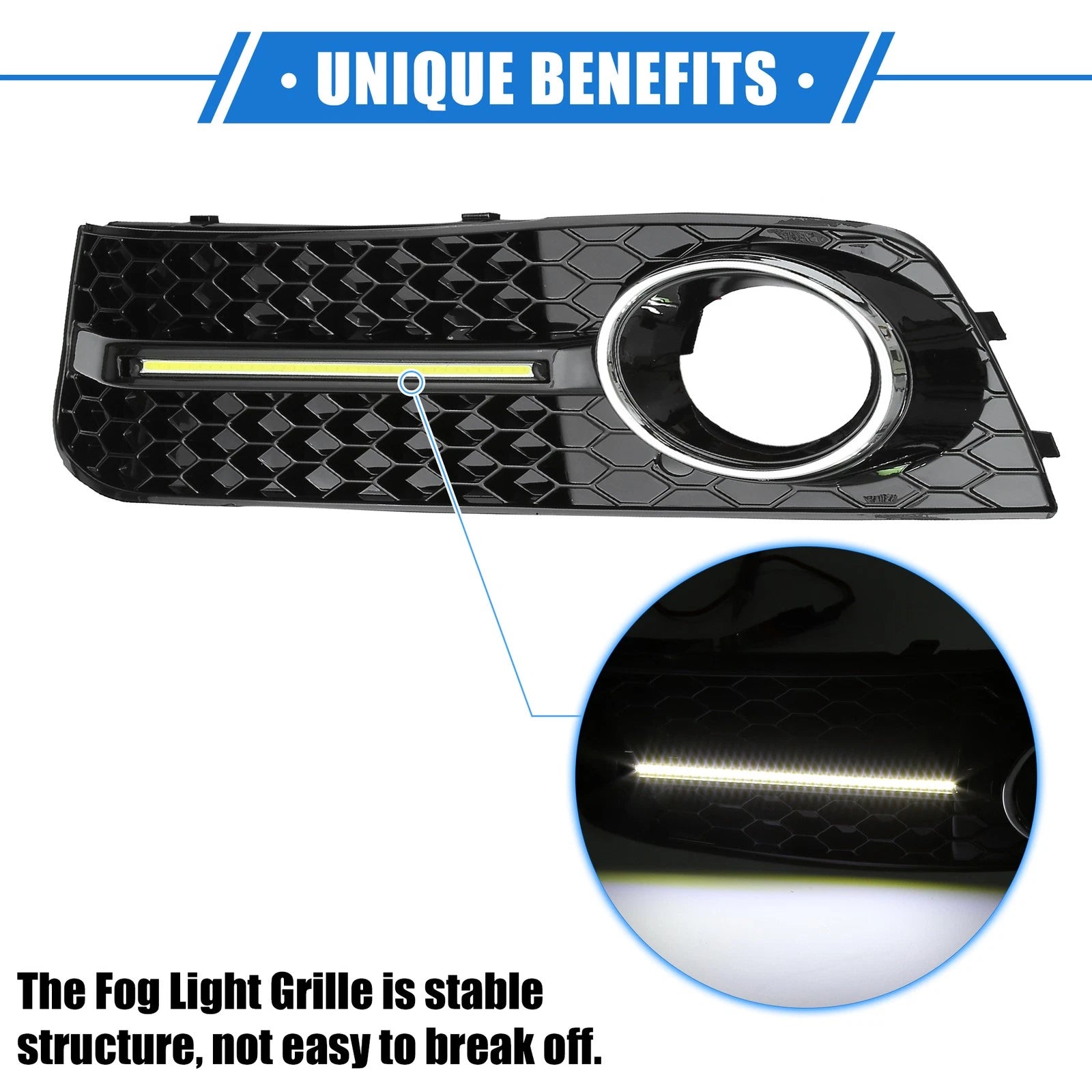 Front Bumper Grille Fog Light Pair with LED for Audi A4 B8 (2009–2011)