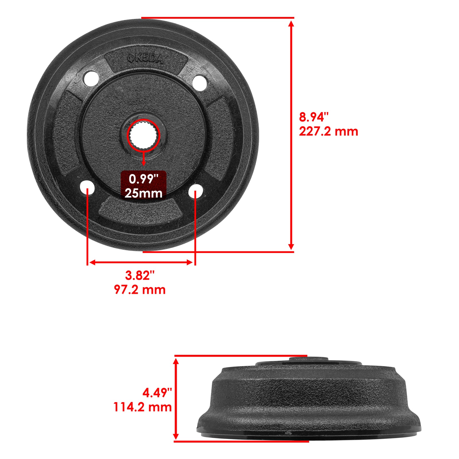 Front Brake Drum Wheel Hub with Bolts for Kawasaki (2003–2015)