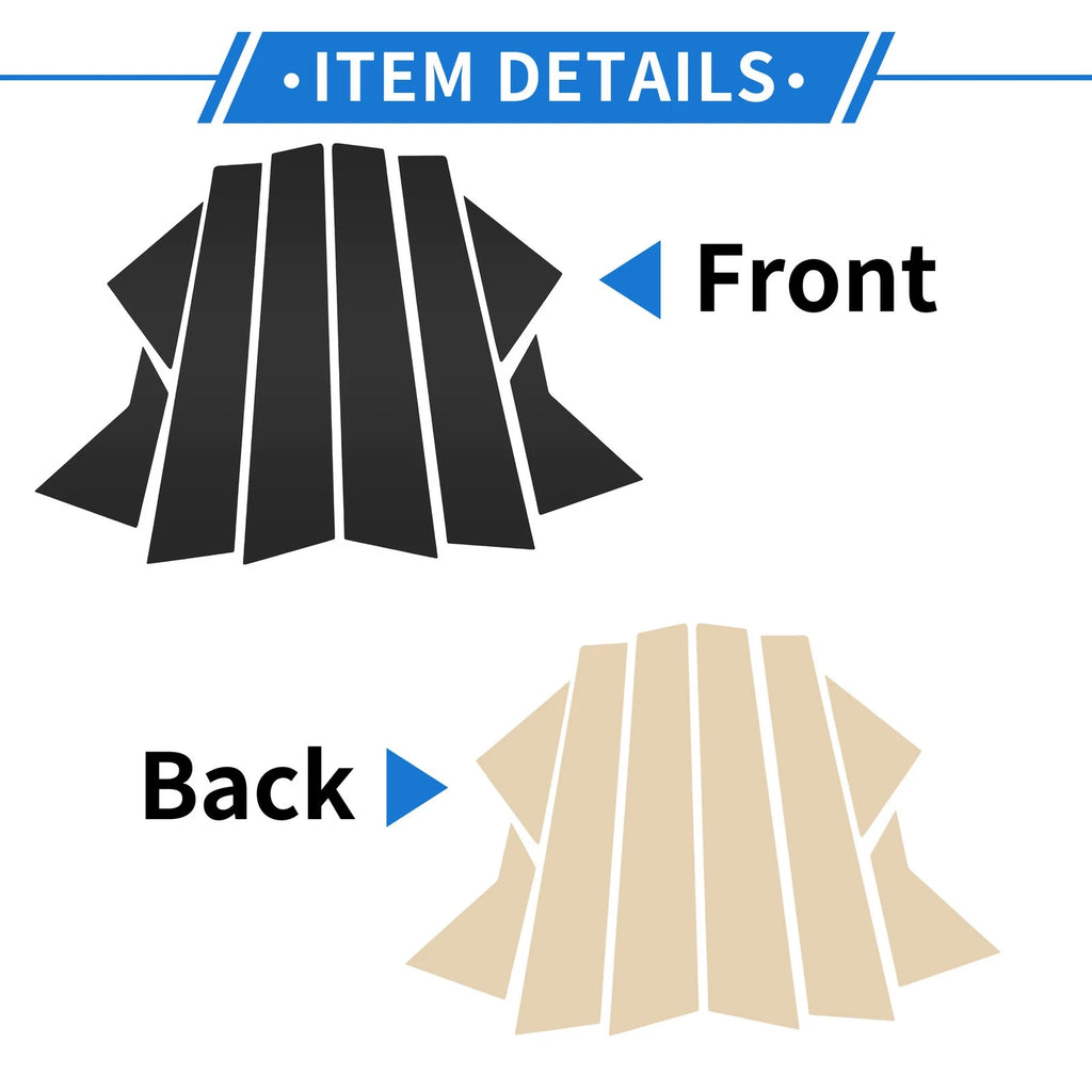 Door Pillar Window Trim Kit for Hyundai Elantra (2011–2016) Black 8 Pc