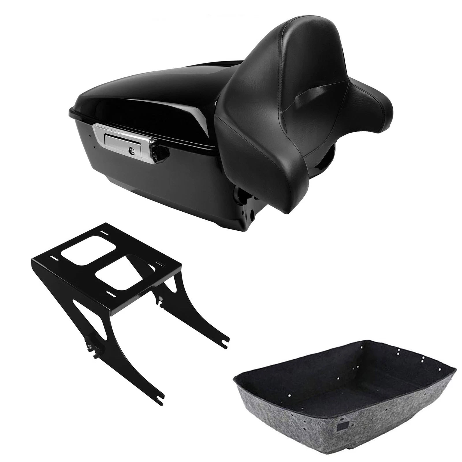 Trunk Pad Backrest Mount Rack for Harley Fat Boy FLSTF (2008–2017) Black