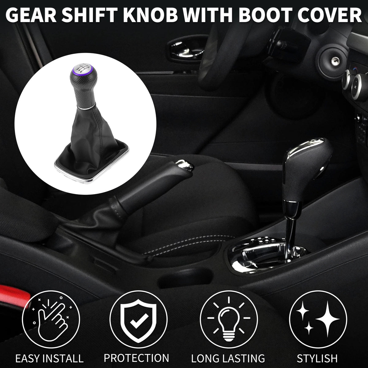 6 Speed Shift Knob with Boot Cover No.1J0711113EG for VW Bora (1999–2005)