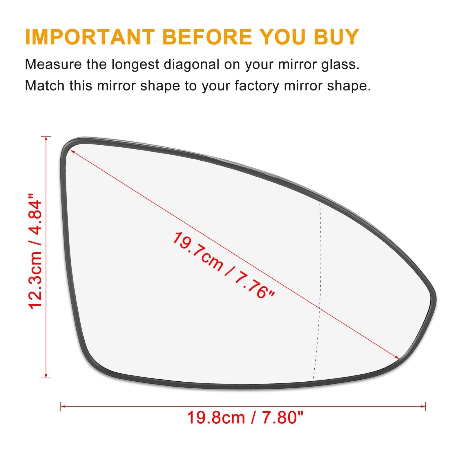 Heated Side Mirror Glass with Backing Plate Right for Chevrolet Cruze (2011–2016)