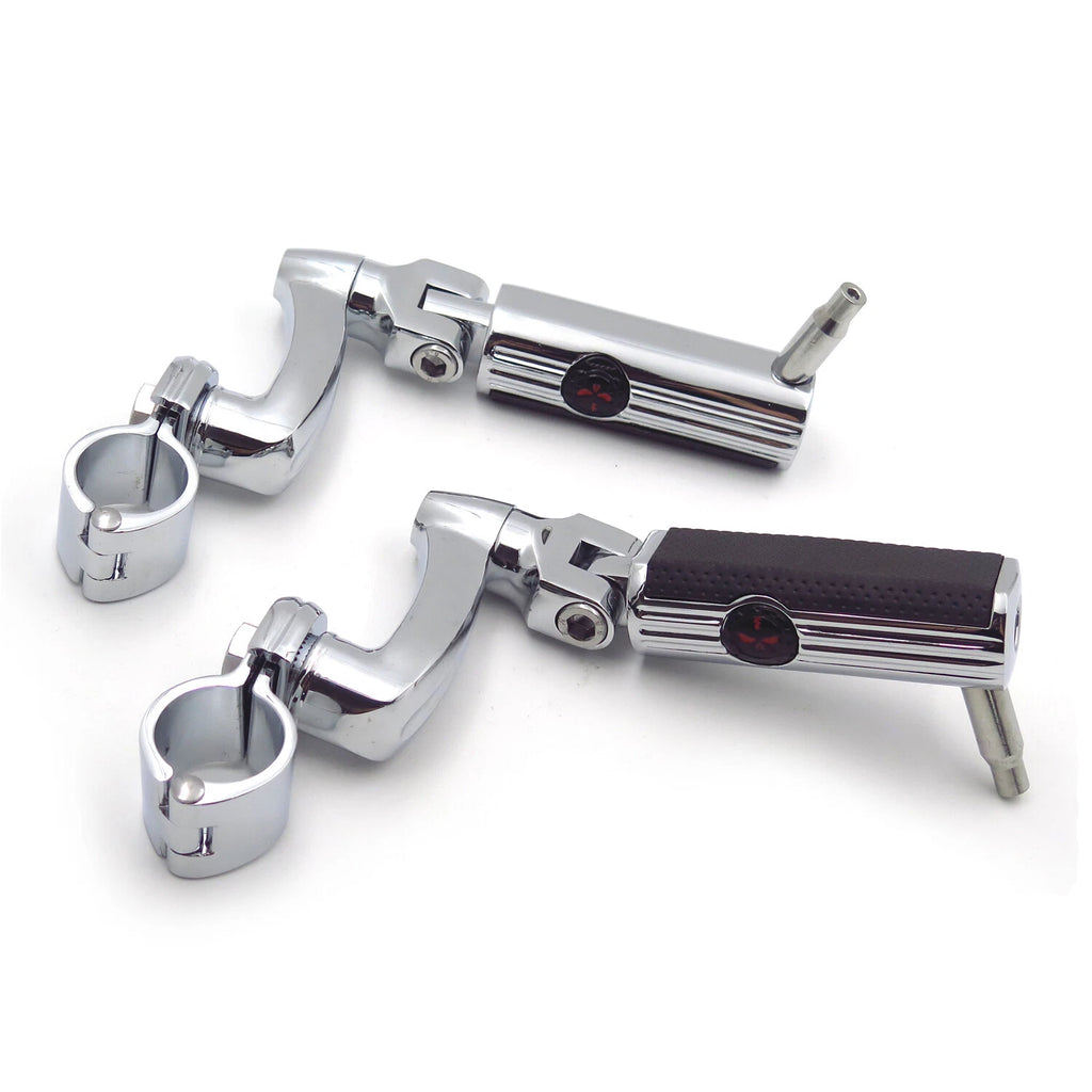Chrome Gear Skull Arched Footpeg Mount Kit for 1.25" Engine Guard (Fits )