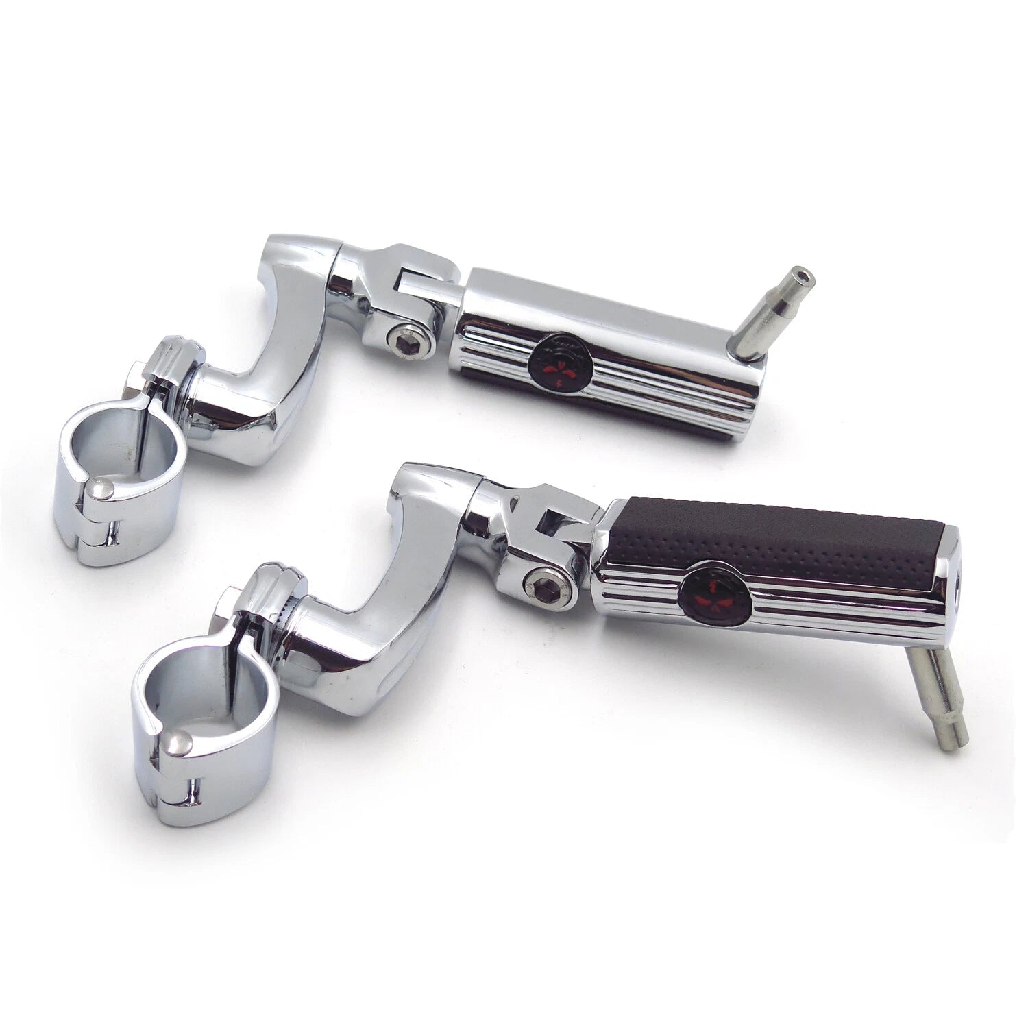 Chrome Gear Skull Arched Footpeg Mount Kit for 1.25" Engine Guard (Fits )
