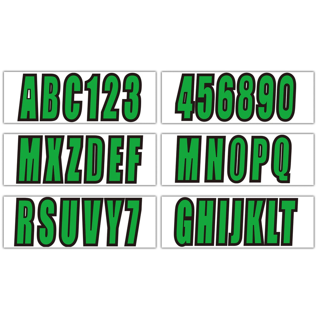 Set of 4 Green Decals for Boat Registration A-Z & 0-9