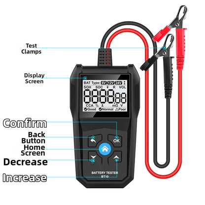 BT10 Battery Diagnostic Equipment for Voltage Resistance and CCA Testing