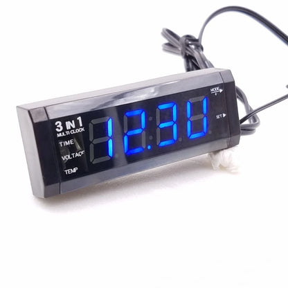 3-in-1 Voltmeter Thermometer Timer for DC 12V Vehicles