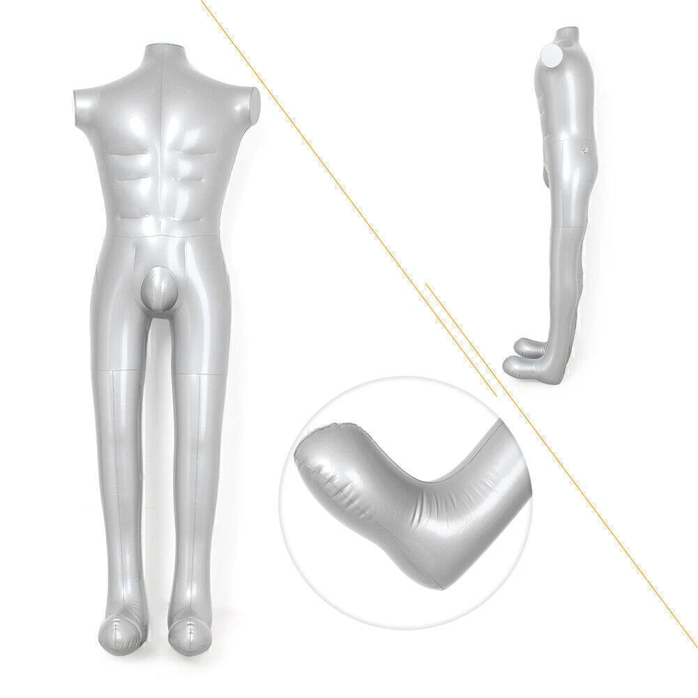 Inflatable Mannequin Torso Dummy Display - Silver Armless Fashion