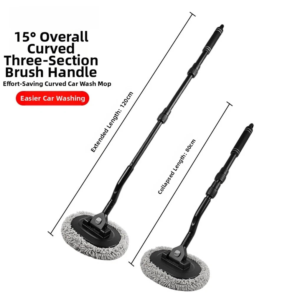 Extendable Chenille Car Wash Mop for Universal Use (80-120cm, 15 Degree Bend)