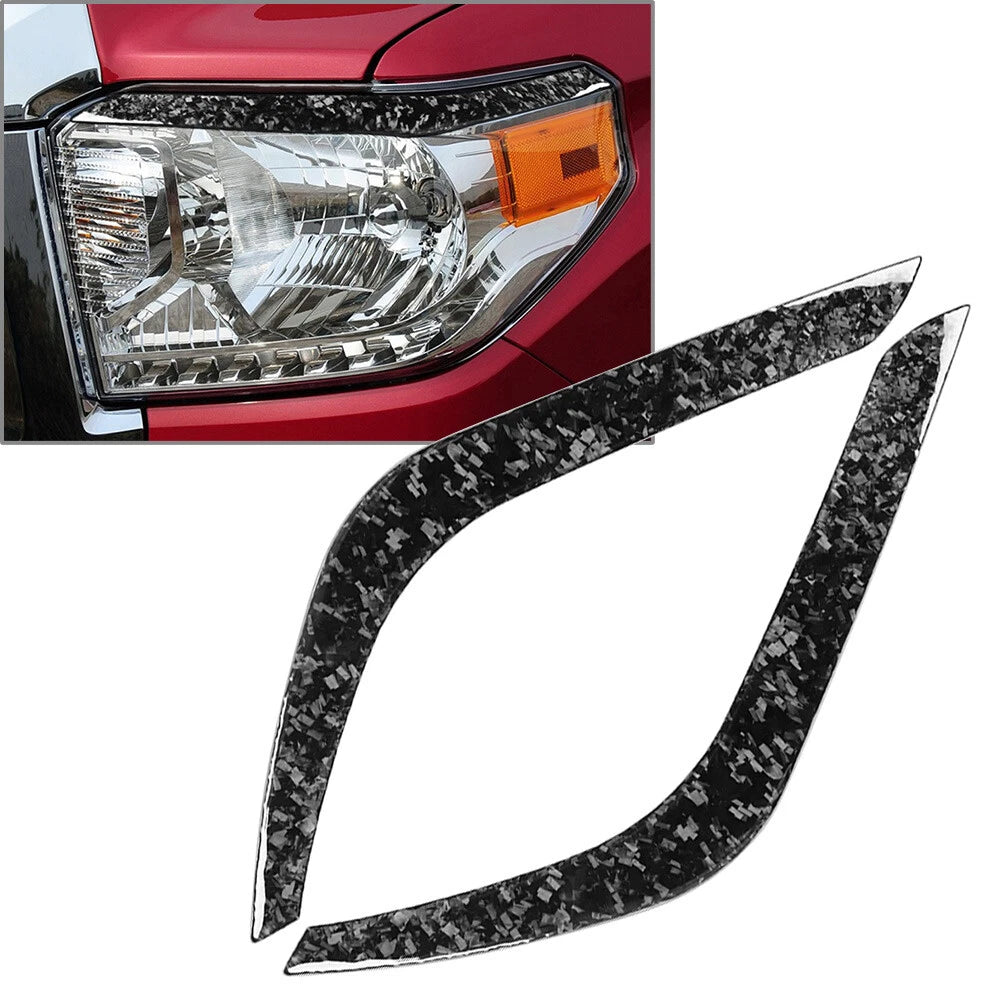 2X Forged Pattern Headlight Eyebrow Eyelid Cover for Toyota Tundra (2014–2021)