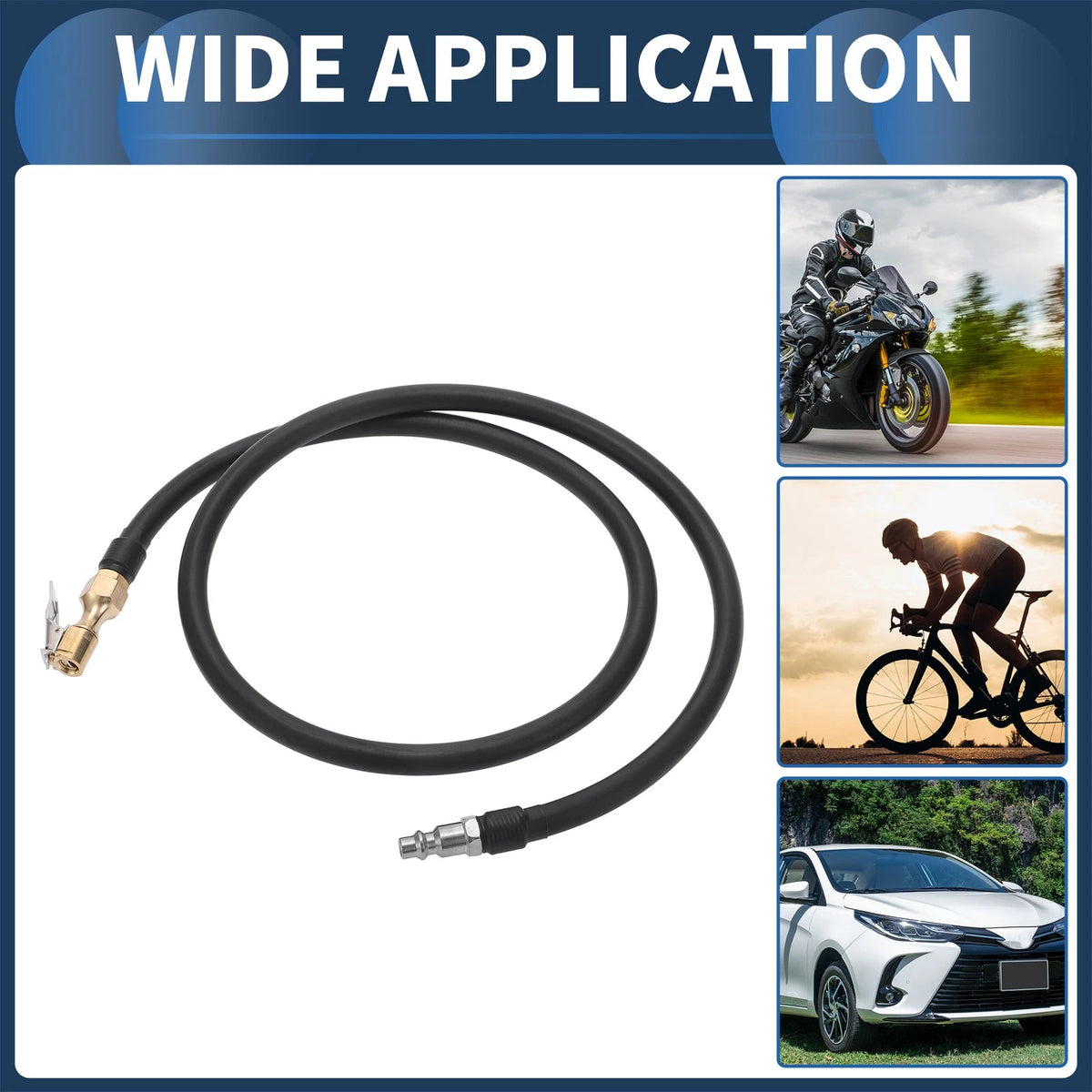 Tire Inflator Extension Tube 1/4 Quick Plug for Car Bike (45.28in) (1pc) (—)