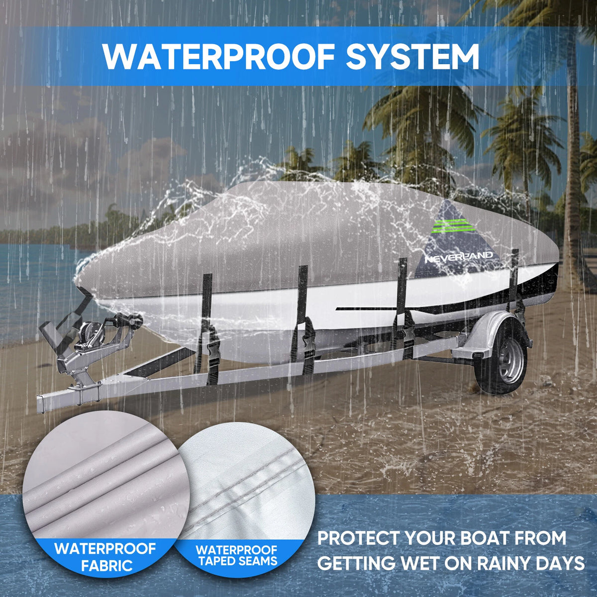 Pontoon Boat Cover Waterproof UV Dust Snow Protection 14-24 ft