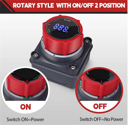 Battery Disconnect Switch with Voltmeter DC 5V-60V for Marine, Car, RV