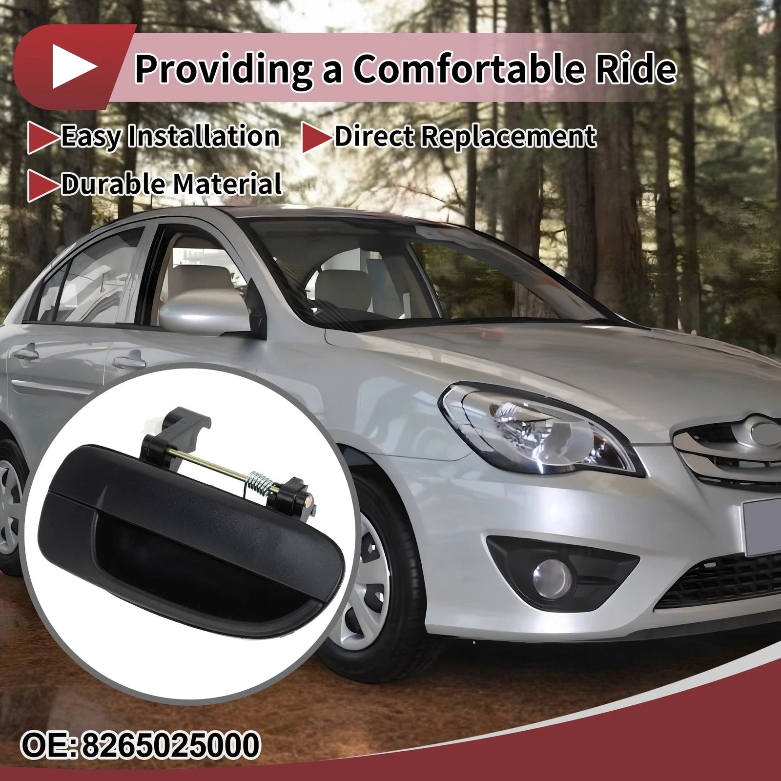 Car Exterior Door Handle Rear Right Replacement for Hyundai Accent (2006–2017)
