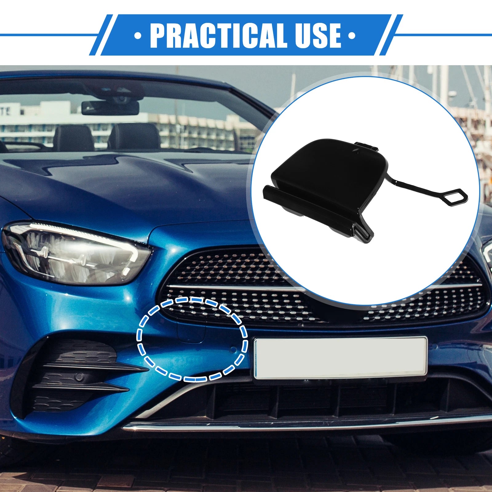 Front Bumper Tow Hook Eye Cover Cap Replacement for Mercedes-Benz E-Class W213 (2017–2019)