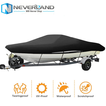 Boat Cover for V-Hull Runabout (20-22ft) - Waterproof, UV, Dust, Wind, Rain, Snow
