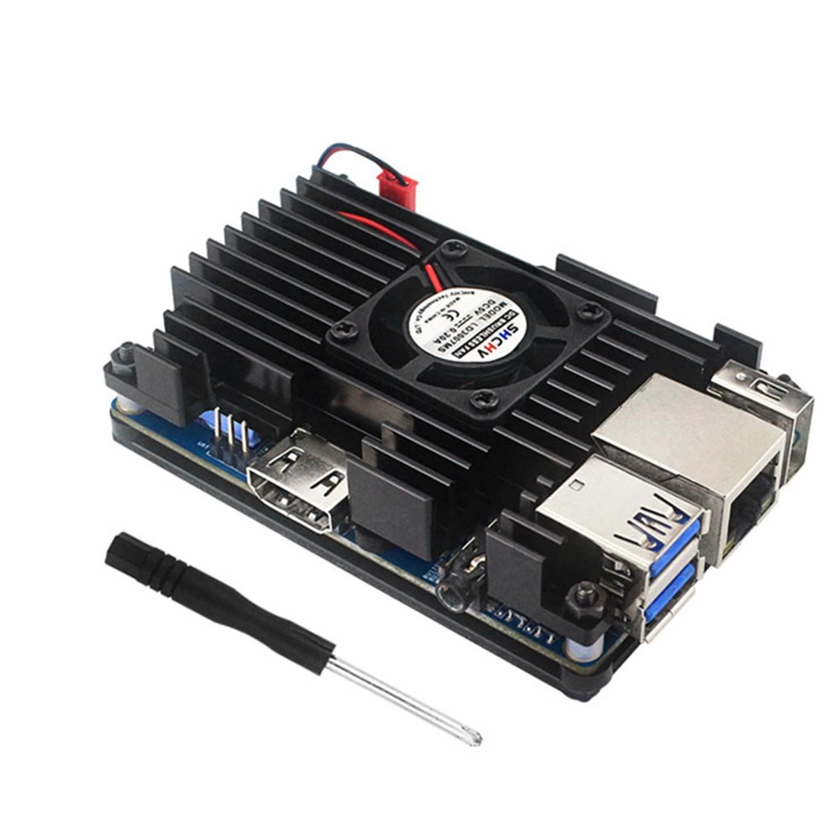 R Aluminum Case with Active Passive Cooling Fan for Orange Pi 3 LTS (2018–2023)