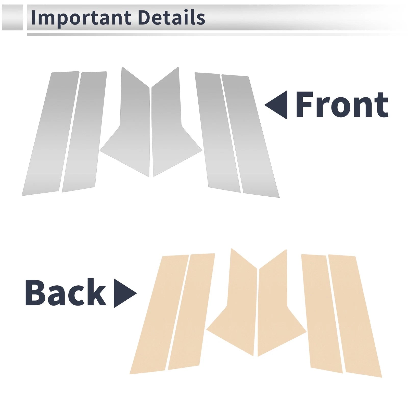 Door Pillar Window Trim Set 6 Pieces for Mazda CX3 (2015–2021)