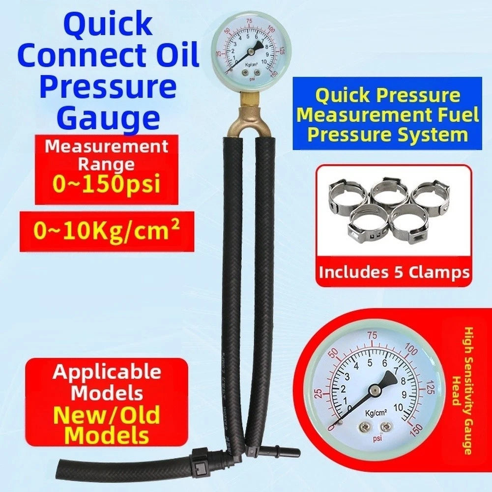 Fuel Pressure Gauge 0-150 PSI Quick Connect for Car Fuel System