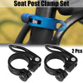 Bicycle Seat Post Clamp Quick Release 31.8mm Aluminium for Universal Fit (Black)